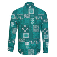 Vintage Hawaiian Quilting Patterns Family Matching Puletasi and Hawaiian Shirt Turquoise Style Tribal Fabric Patchwork - Polynesian Pride