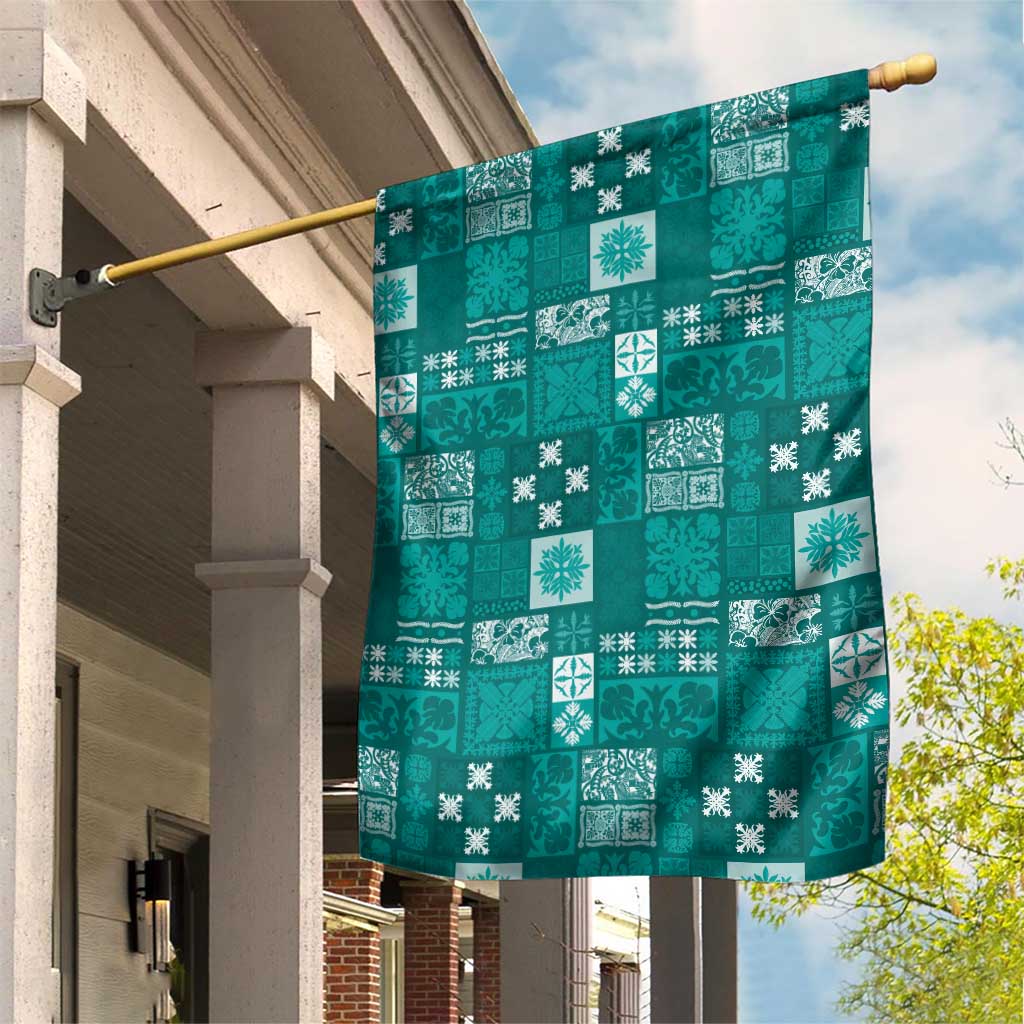 Vintage Hawaiian Quilting Patterns Garden Flag Turquoise Style Tribal Fabric Patchwork LT9 House Flag Turquoise - Polynesian Pride