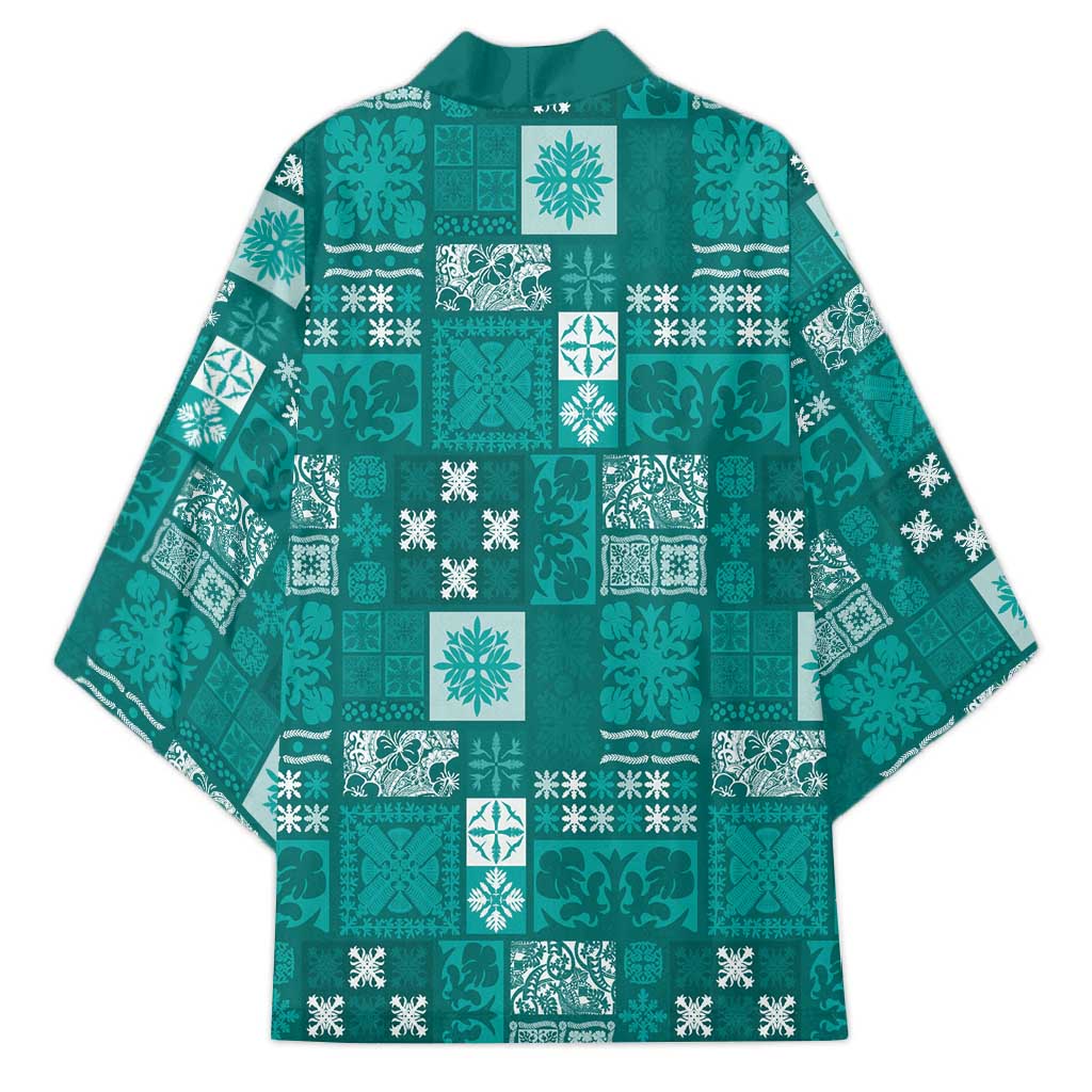 Vintage Hawaiian Quilting Patterns Kimono Turquoise Style Tribal Fabric Patchwork - Polynesian Pride