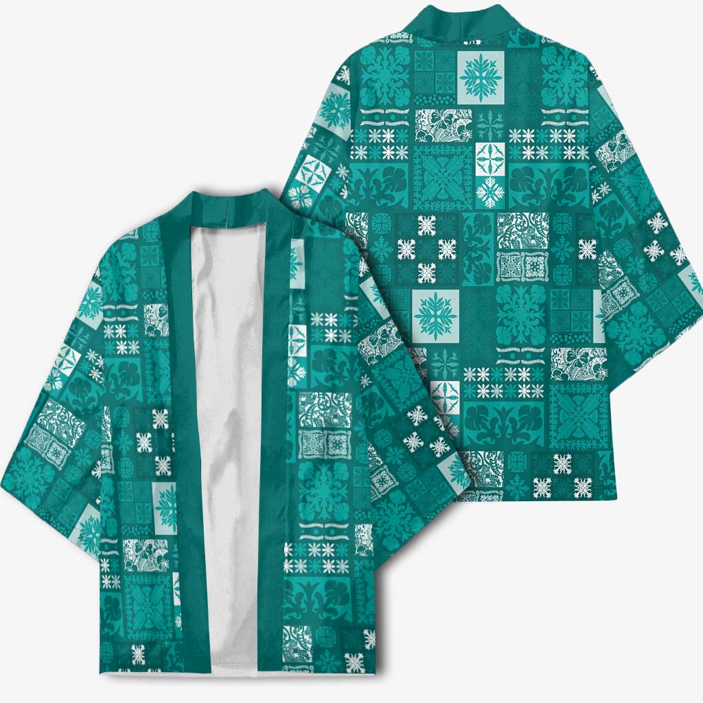 Vintage Hawaiian Quilting Patterns Kimono Turquoise Style Tribal Fabric Patchwork - Polynesian Pride
