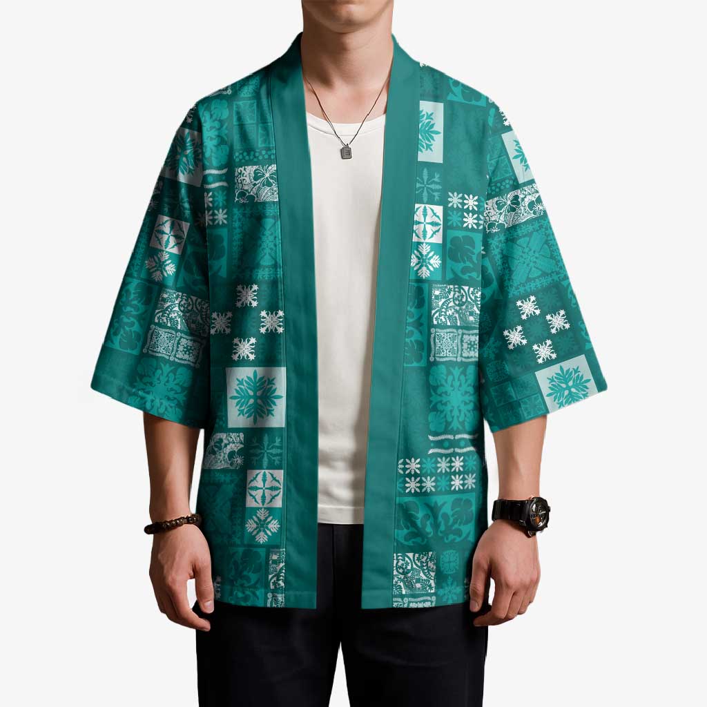 Vintage Hawaiian Quilting Patterns Kimono Turquoise Style Tribal Fabric Patchwork - Polynesian Pride