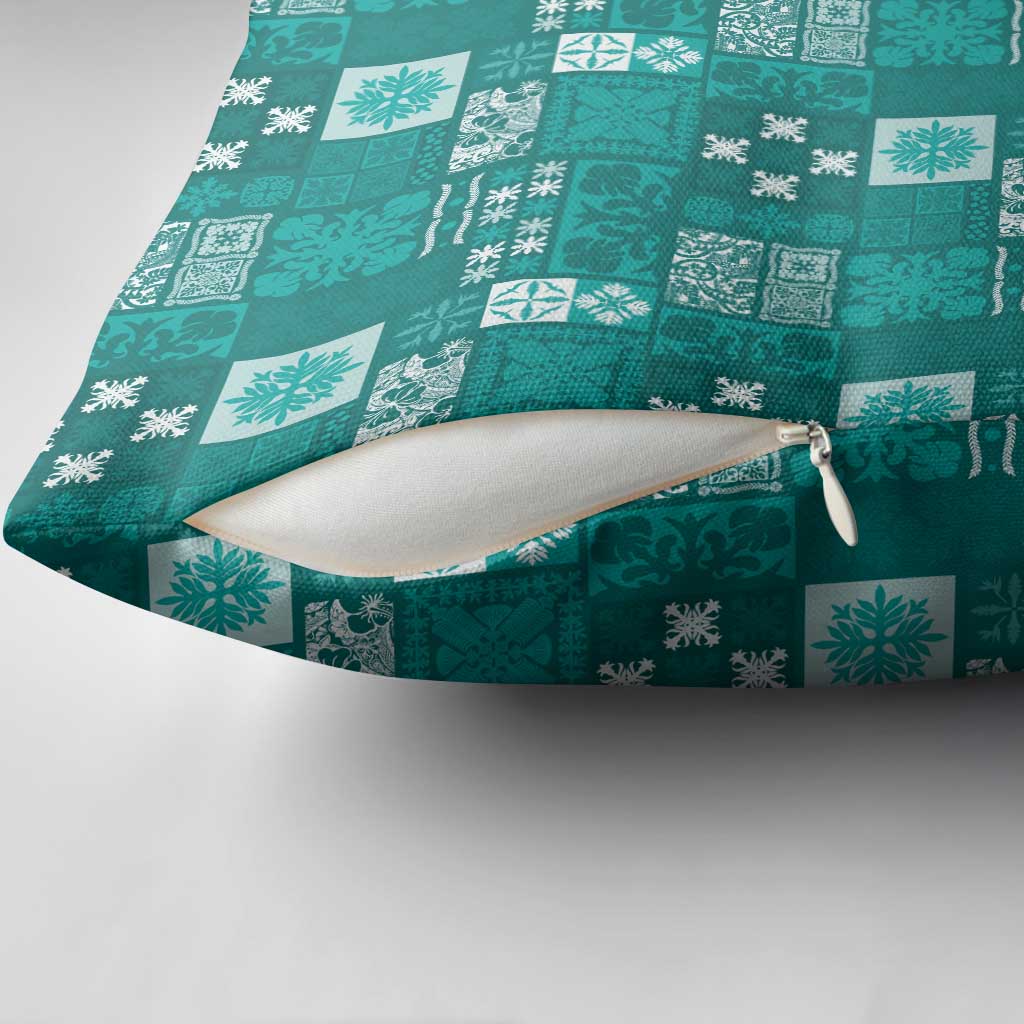 Vintage Hawaiian Quilting Patterns Pillow Cover Turquoise Style Tribal Fabric Patchwork - Polynesian Pride