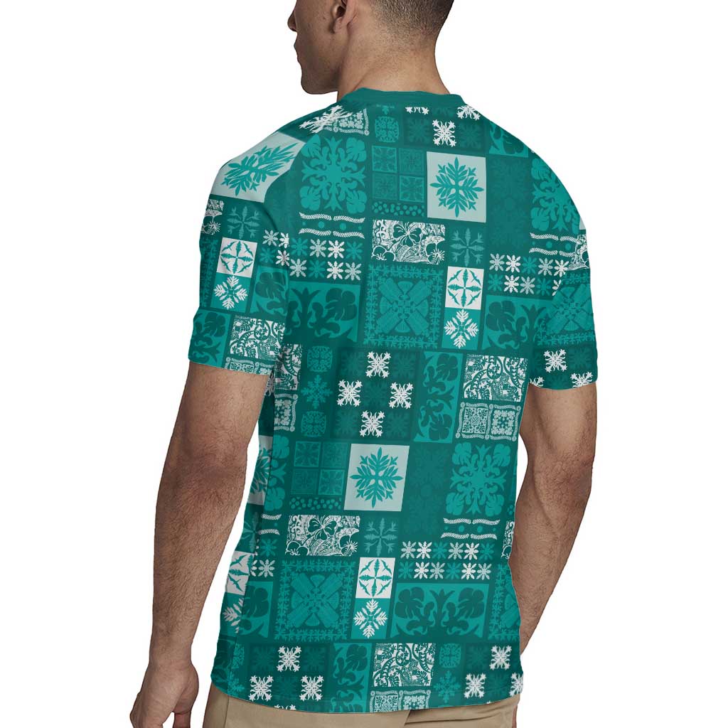 Vintage Hawaiian Quilting Patterns Rugby Jersey Turquoise Style Tribal Fabric Patchwork - Polynesian Pride