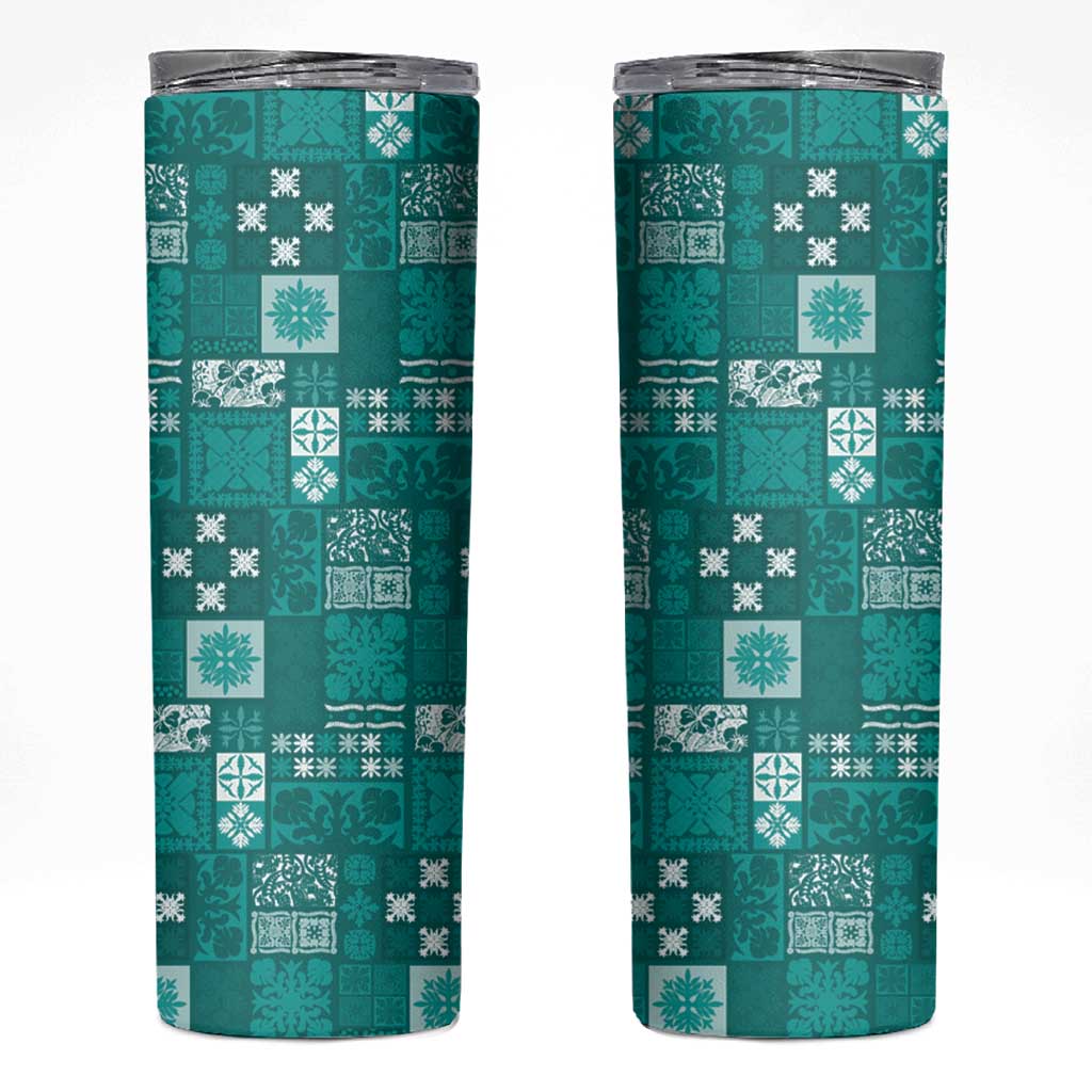 Vintage Hawaiian Quilting Patterns Skinny Tumbler Turquoise Style Tribal Fabric Patchwork - Polynesian Pride