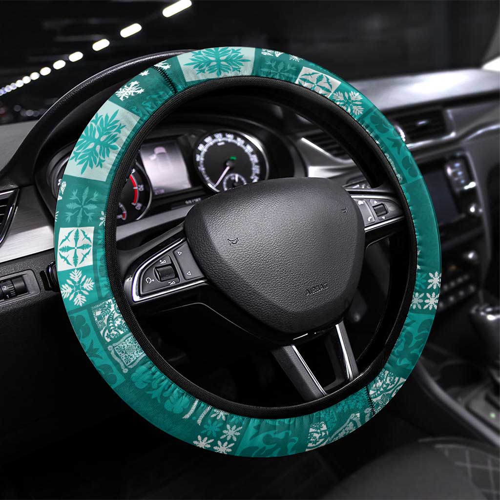 Vintage Hawaiian Quilting Patterns Steering Wheel Cover Turquoise Style Tribal Fabric Patchwork - Polynesian Pride