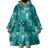 Vintage Hawaiian Quilting Patterns Wearable Blanket Hoodie Turquoise Style Tribal Fabric Patchwork - Polynesian Pride