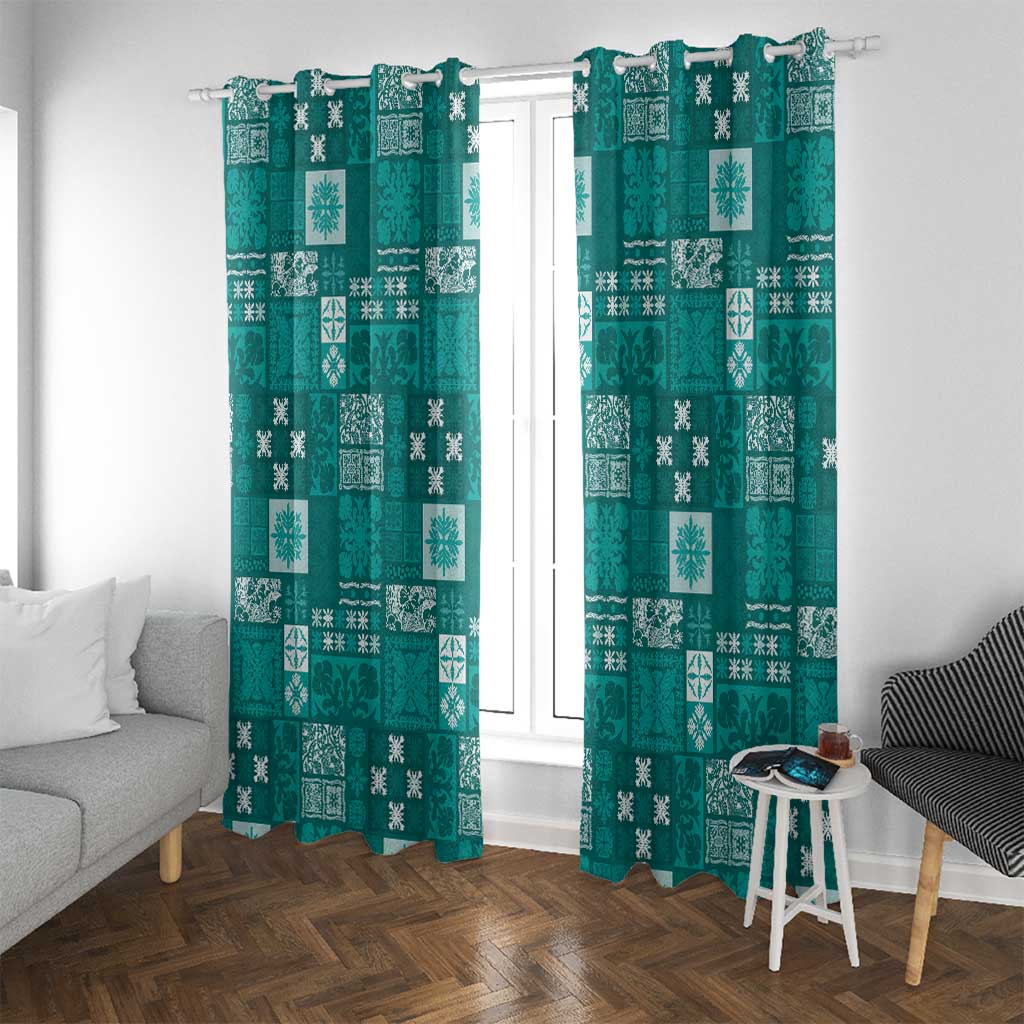 Vintage Hawaiian Quilting Patterns Window Curtain Turquoise Style Tribal Fabric Patchwork - Polynesian Pride
