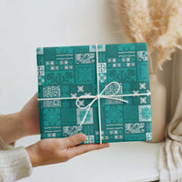 Vintage Hawaiian Quilting Patterns Wrapping Paper Turquoise Style Tribal Fabric Patchwork - Polynesian Pride