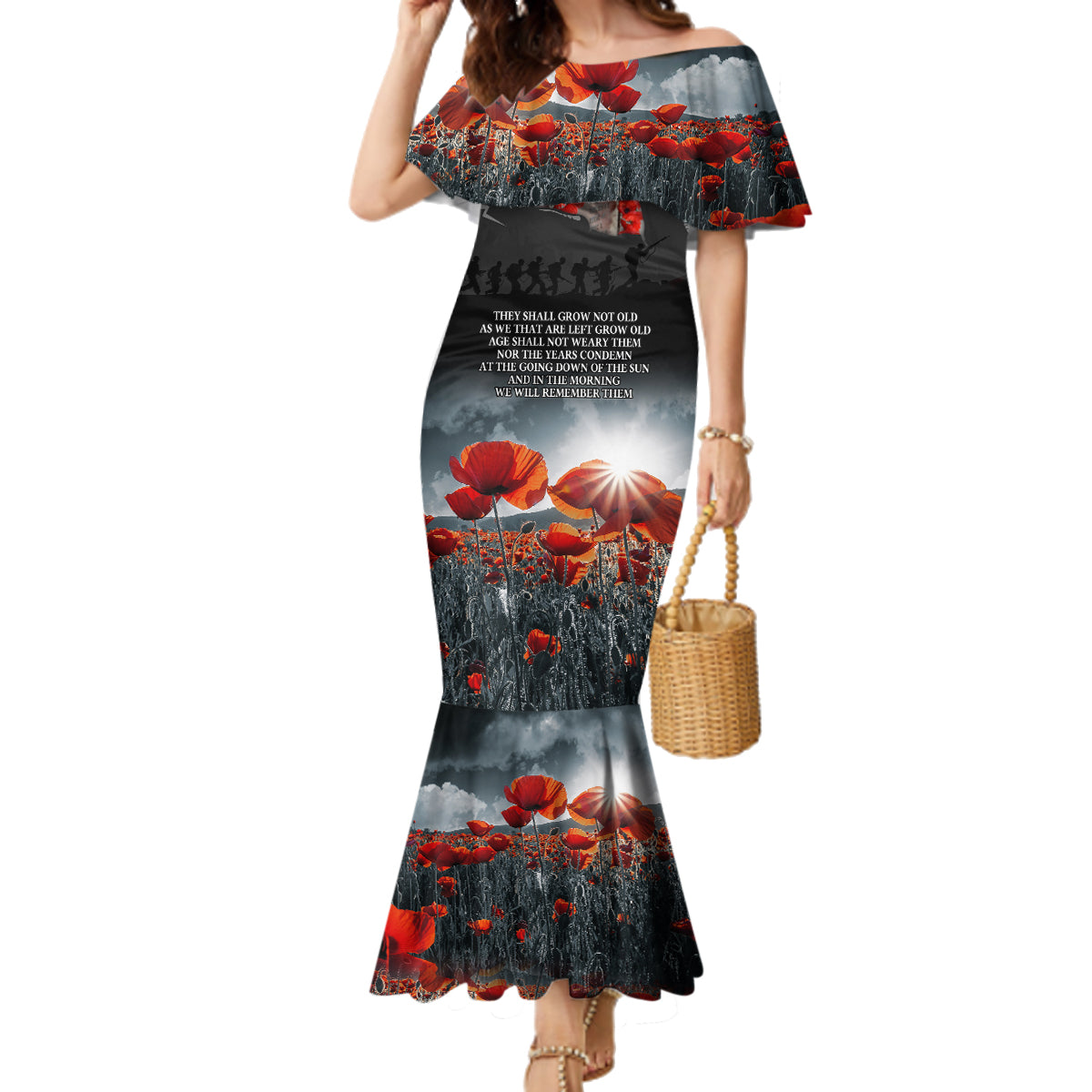 ANZAC DAY Heroes Of The Gallipoli Family Matching Mermaid Dress and Hawaiian Shirt LT9 Mom's Dress Black - Polynesian Pride