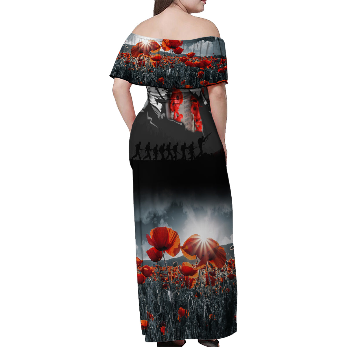 ANZAC DAY Heroes Of The Gallipoli Family Matching Off Shoulder Maxi Dress and Hawaiian Shirt LT9 - Polynesian Pride