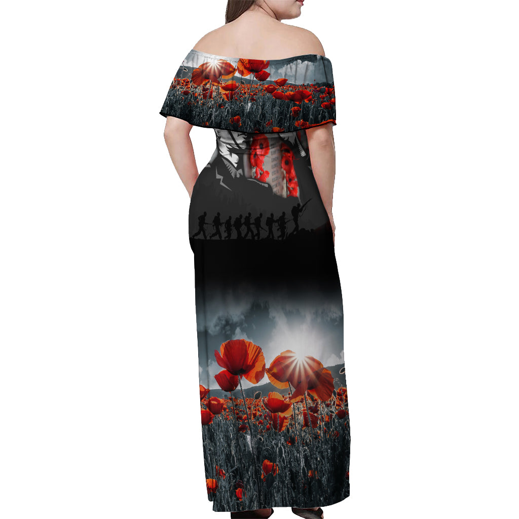 ANZAC DAY Heroes Of The Gallipoli Off Shoulder Maxi Dress LT9 - Polynesian Pride