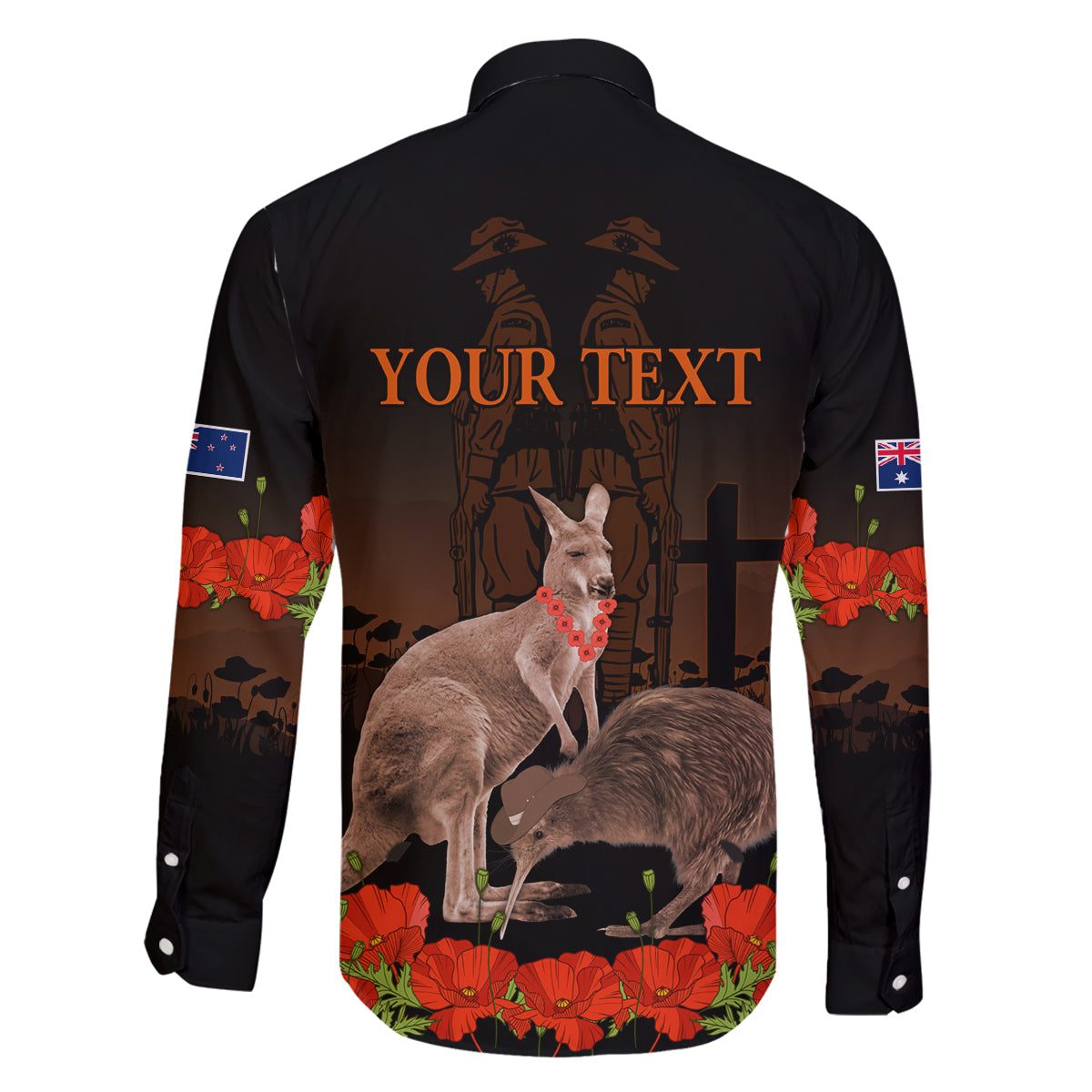 Kangaroo and Kiwi Bird ANZAC Day Custom Family Matching Summer Maxi Dress and Hawaiian Shirt Soldier Style LT9 - Polynesian Pride