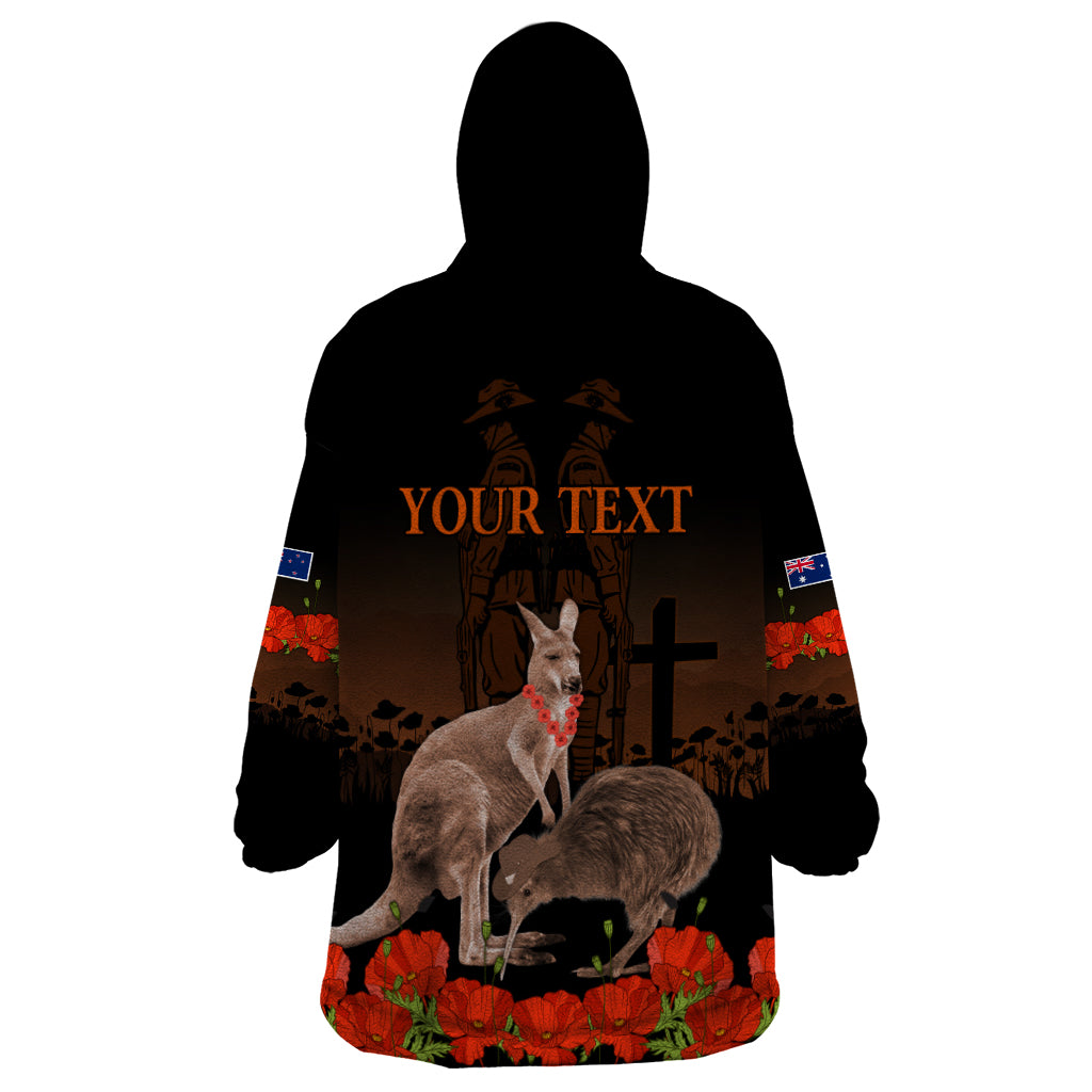 Kangaroo and Kiwi Bird ANZAC Day Custom Wearable Blanket Hoodie Soldier Style LT9 - Polynesian Pride