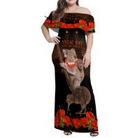 Koala and Kiwi Bird ANZAC Day Custom Family Matching Off Shoulder Maxi Dress and Hawaiian Shirt Soldier Style LT9 Mom's Dress Black - Polynesian Pride