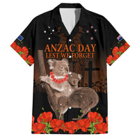 Koala and Kiwi Bird ANZAC Day Custom Family Matching Tank Maxi Dress and Hawaiian Shirt Soldier Style LT9 Dad's Shirt - Short Sleeve Black - Polynesian Pride