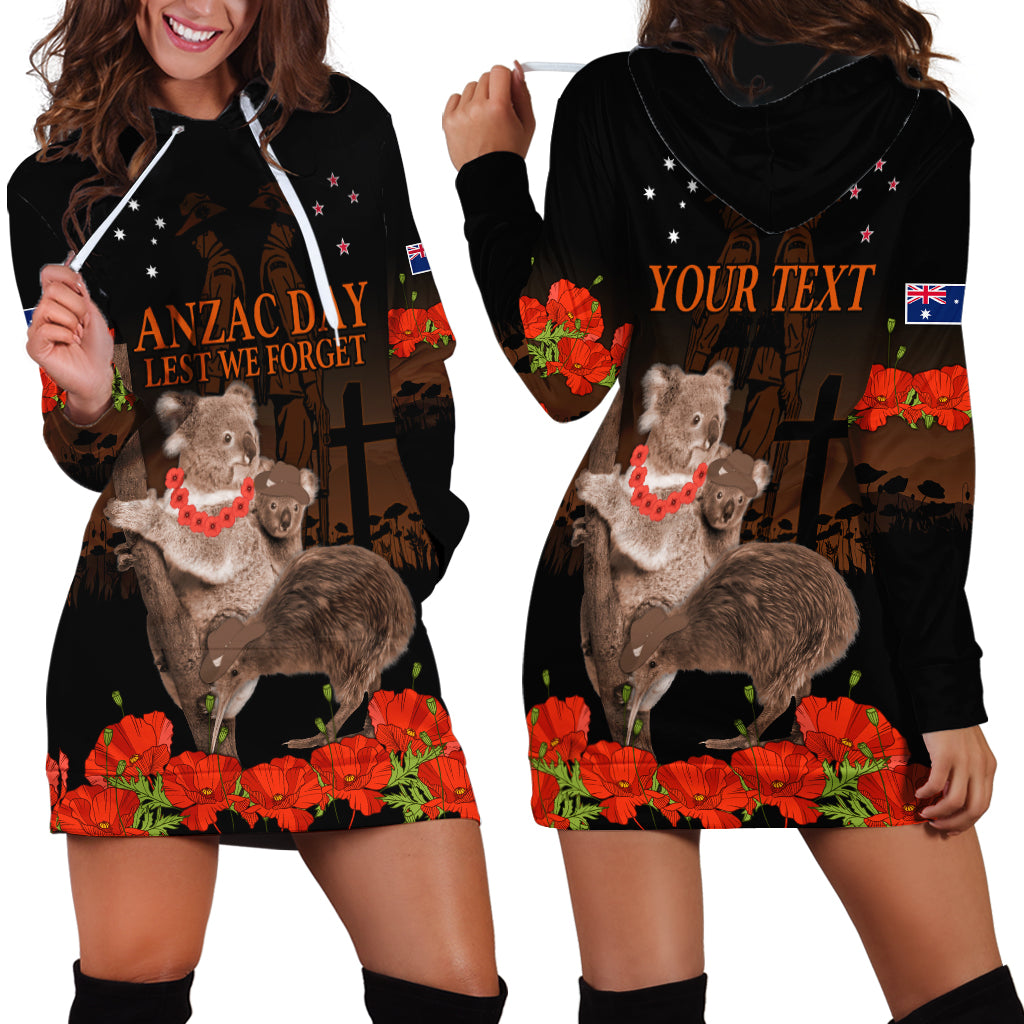 Koala and Kiwi Bird ANZAC Day Custom Hoodie Dress Soldier Style LT9 - Polynesian Pride