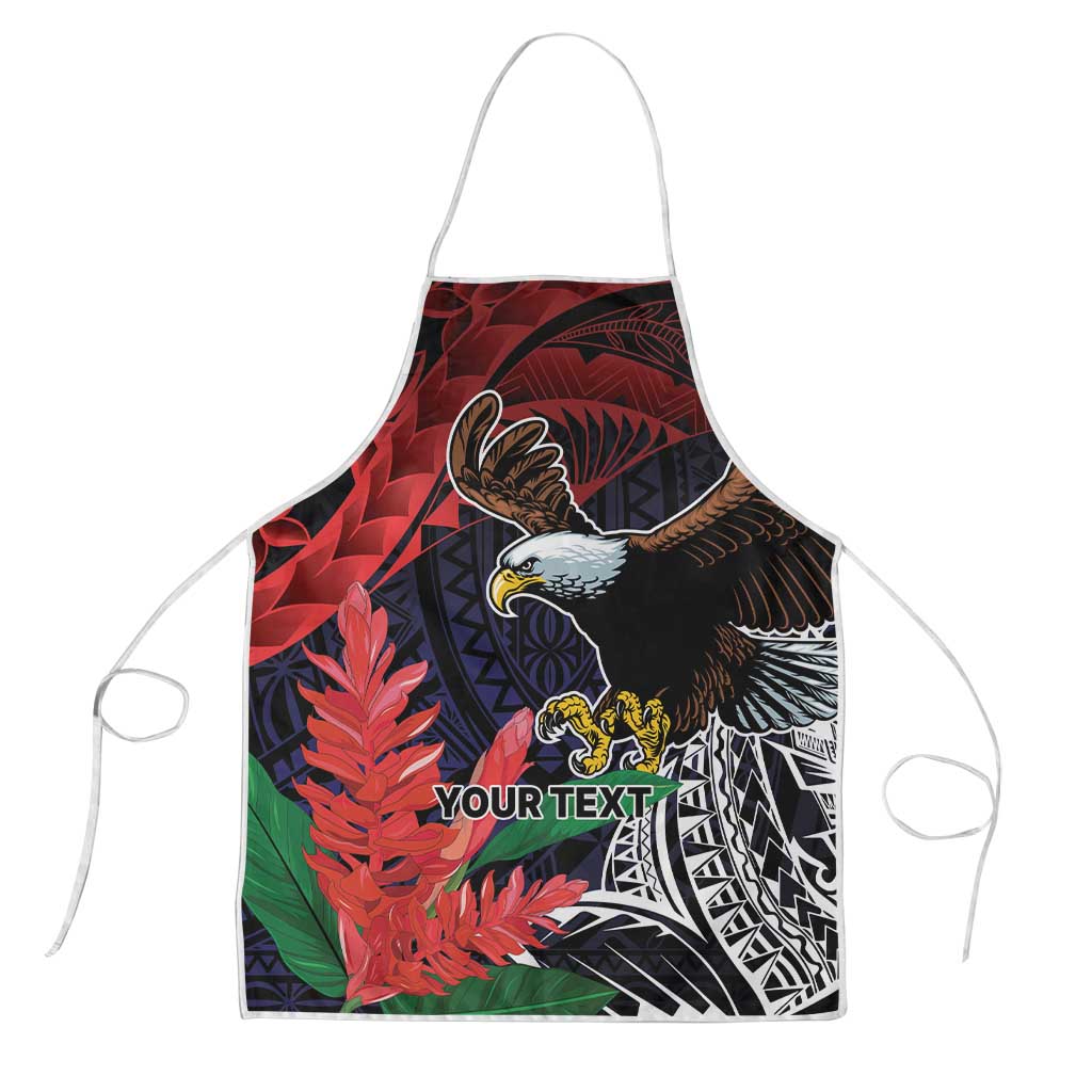 American Samoa Bald Eagle Personalized Apron Samoa Muamua Le Atua LT9 Blue - Polynesian Pride