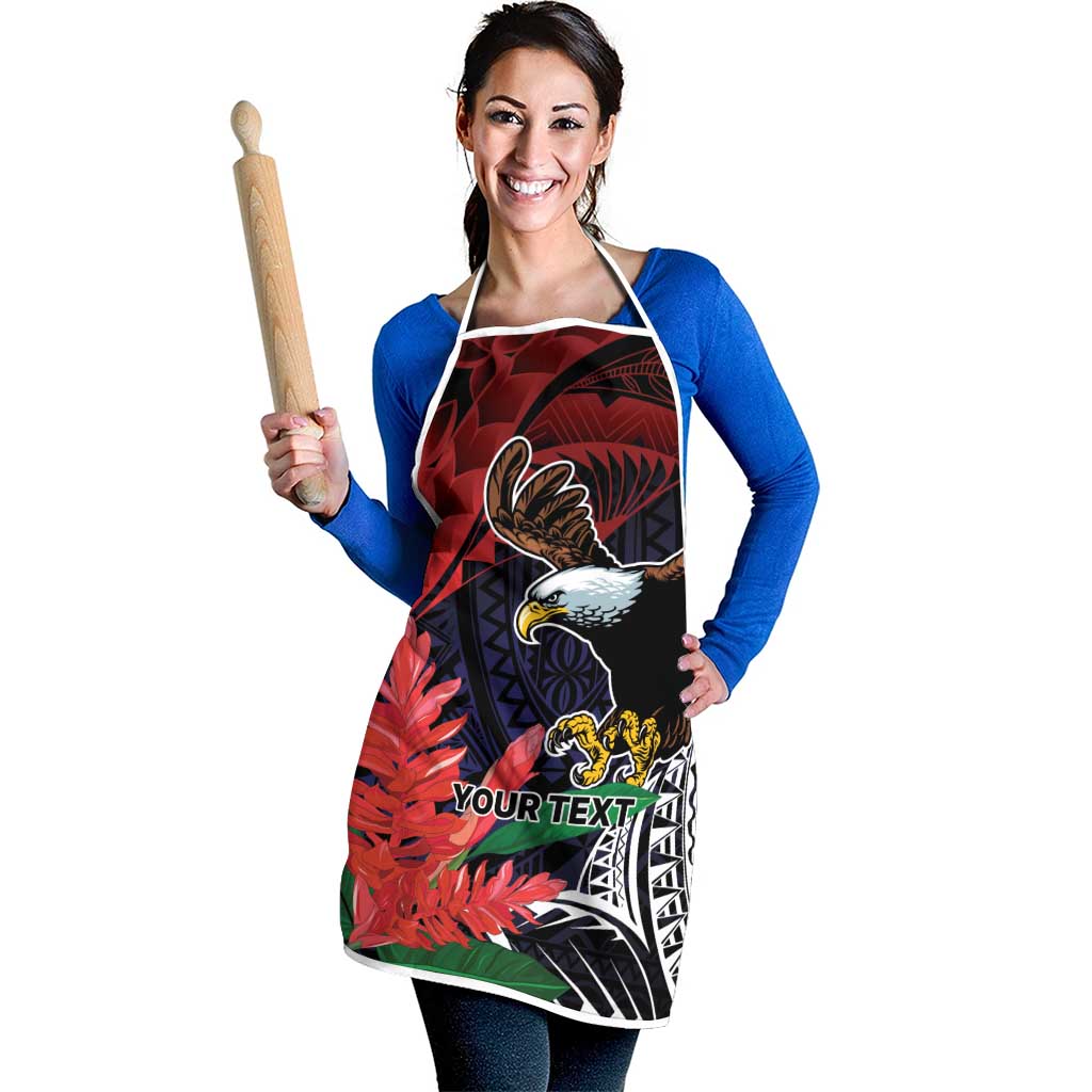 American Samoa Bald Eagle Personalized Apron Samoa Muamua Le Atua - Polynesian Pride