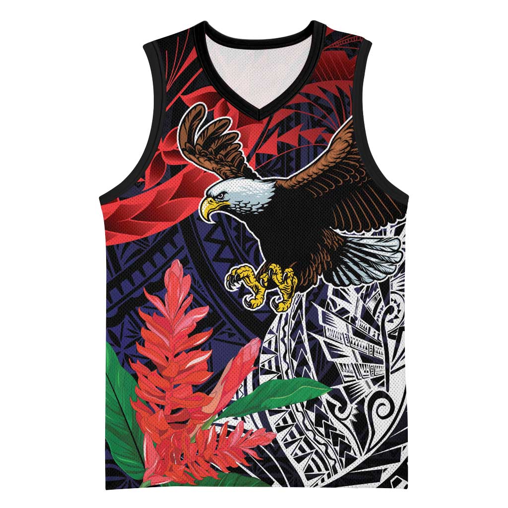 American Samoa Bald Eagle Personalized Basketball Jersey Samoa Muamua Le Atua LT9 Unisex Blue - Polynesian Pride