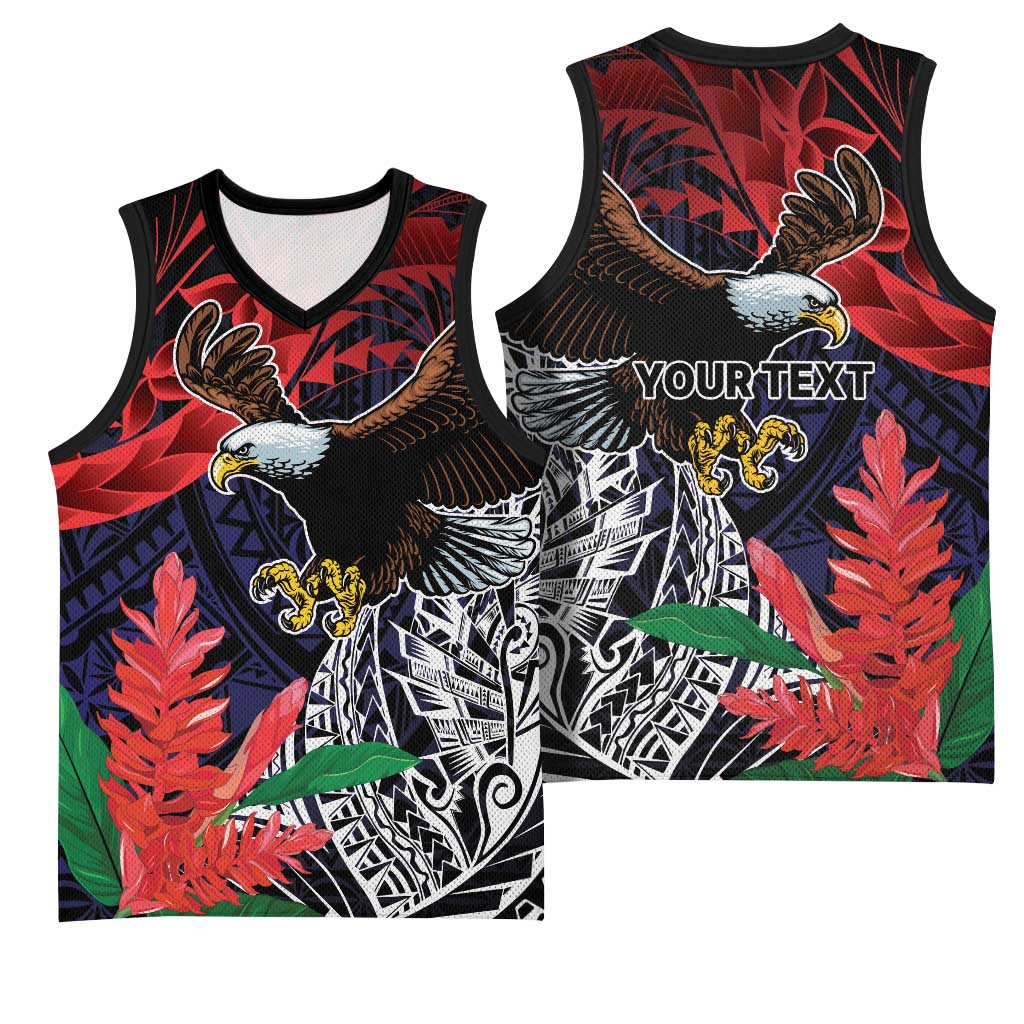 American Samoa Bald Eagle Personalized Basketball Jersey Samoa Muamua Le Atua - Polynesian Pride