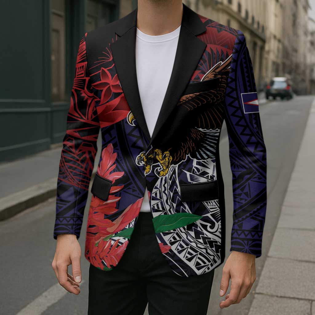 American Samoa Bald Eagle Personalized Blazer Samoa Muamua Le Atua - Polynesian Pride