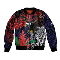 American Samoa Bald Eagle Personalized Bomber Jacket Samoa Muamua Le Atua LT9 Unisex Blue - Polynesian Pride