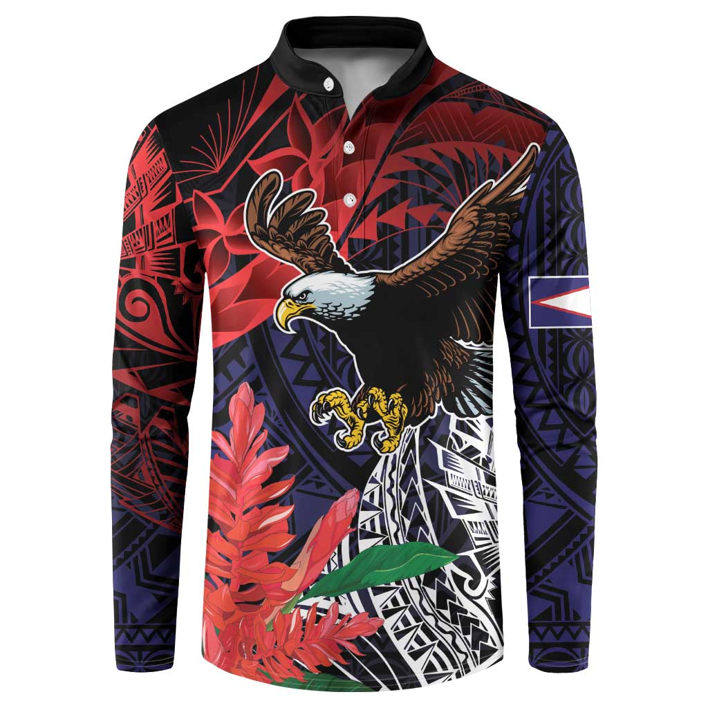 American Samoa Bald Eagle Personalized Button Sweatshirt Samoa Muamua Le Atua LT9 Blue - Polynesian Pride