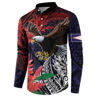 American Samoa Bald Eagle Personalized Button Sweatshirt Samoa Muamua Le Atua