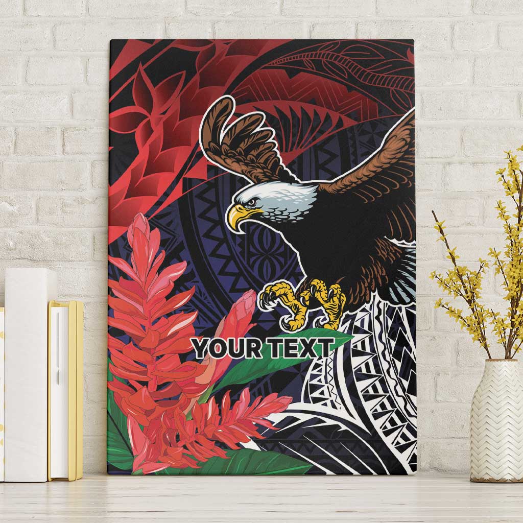 American Samoa Bald Eagle Personalized Canvas Wall Art Samoa Muamua Le Atua LT9 Without Frame Blue - Polynesian Pride
