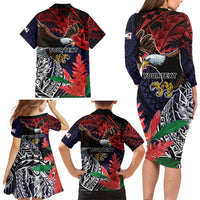 American Samoa Bald Eagle Personalized Family Matching Long Sleeve Bodycon Dress and Hawaiian Shirt Samoa Muamua Le Atua
