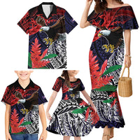 American Samoa Bald Eagle Personalized Family Matching Mermaid Dress and Hawaiian Shirt Samoa Muamua Le Atua