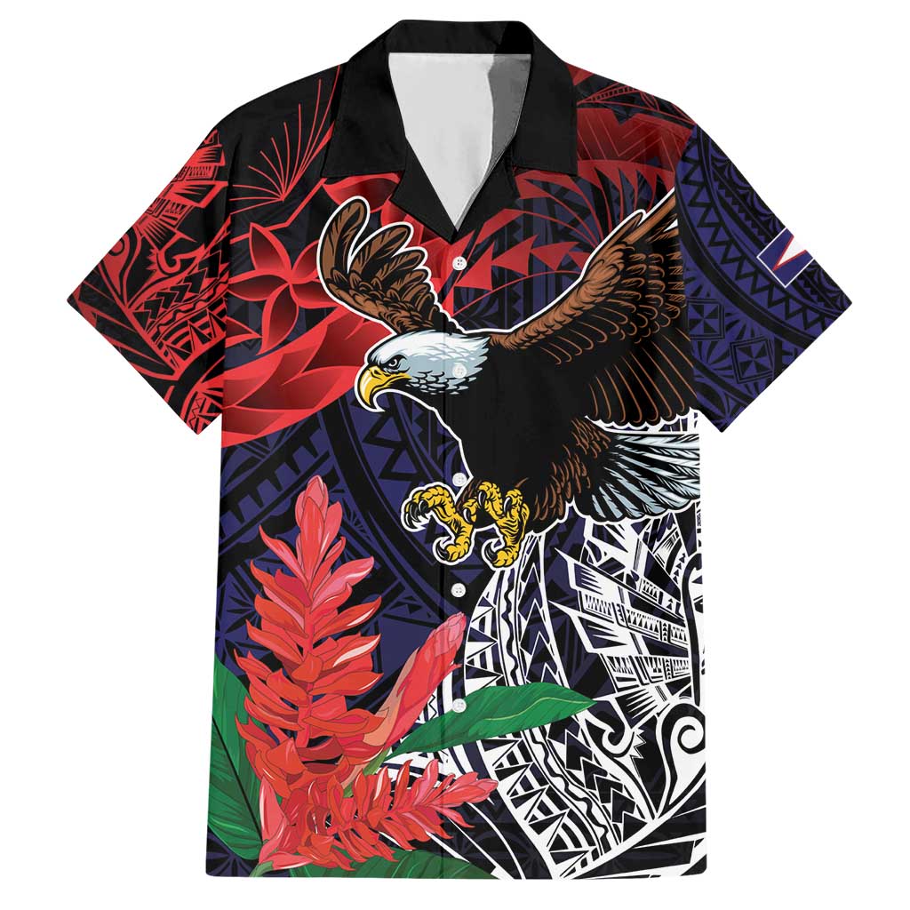 American Samoa Bald Eagle Personalized Hawaiian Shirt Samoa Muamua Le Atua LT9 Blue - Polynesian Pride