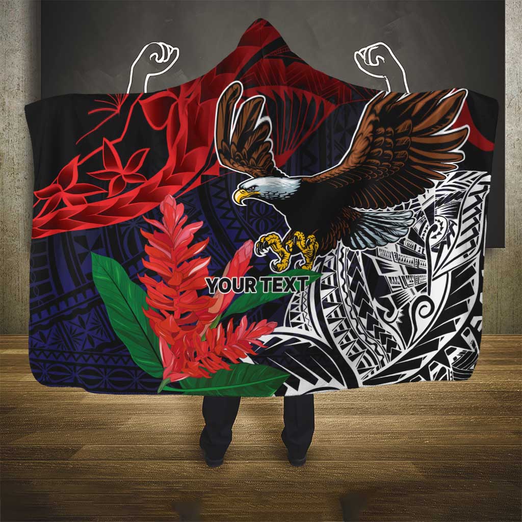 American Samoa Bald Eagle Personalized Hooded Blanket Samoa Muamua Le Atua LT9 - Polynesian Pride