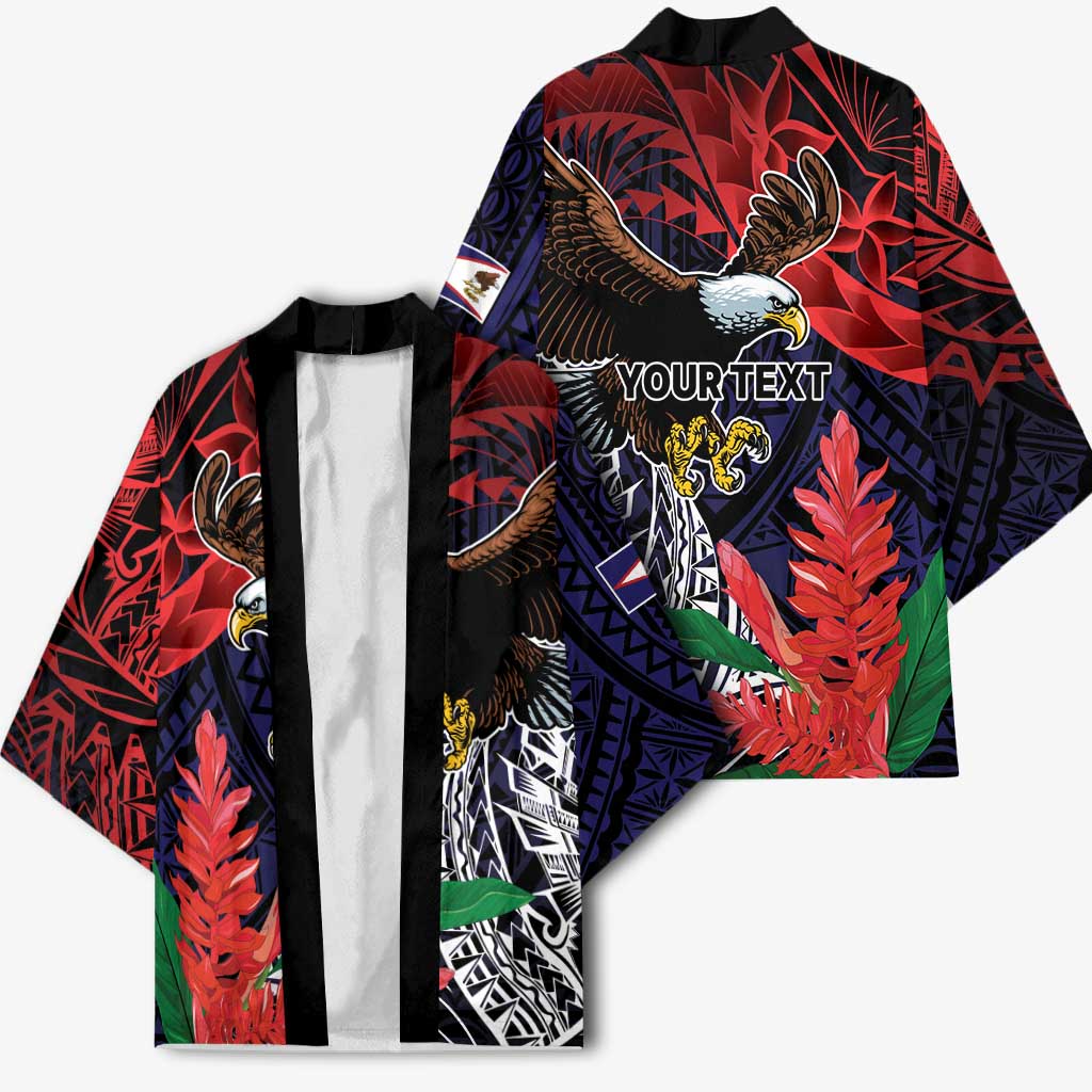 American Samoa Bald Eagle Personalized Kimono Samoa Muamua Le Atua - Polynesian Pride
