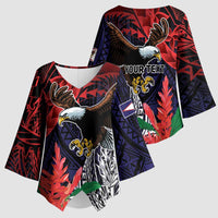 American Samoa Bald Eagle Personalized Kimono Sleeve Blouse Samoa Muamua Le Atua - Polynesian Pride