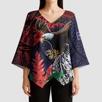 American Samoa Bald Eagle Personalized Kimono Sleeve Blouse Samoa Muamua Le Atua - Polynesian Pride