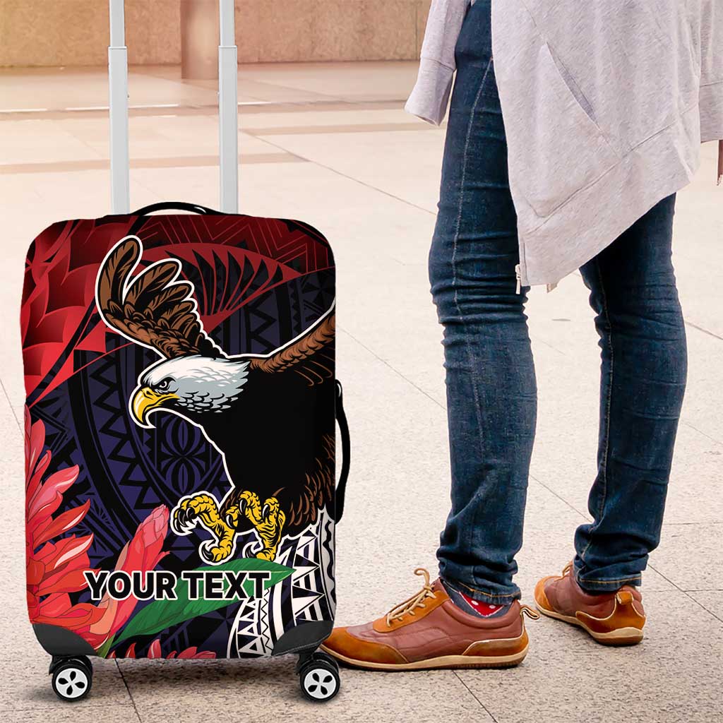 American Samoa Bald Eagle Personalized Luggage Cover Samoa Muamua Le Atua LT9 Blue - Polynesian Pride