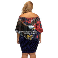 American Samoa Bald Eagle Personalized Off Shoulder Short Dress Samoa Muamua Le Atua