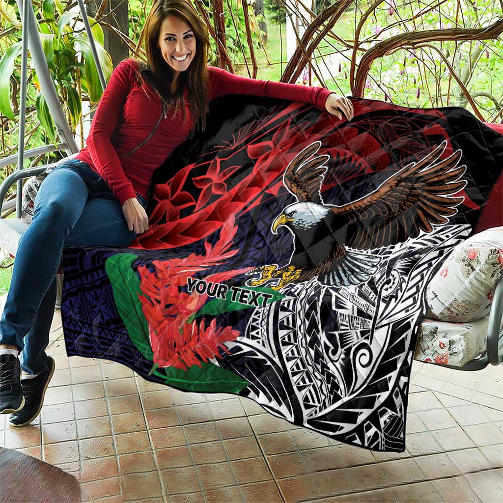American Samoa Bald Eagle Personalized Quilt Samoa Muamua Le Atua