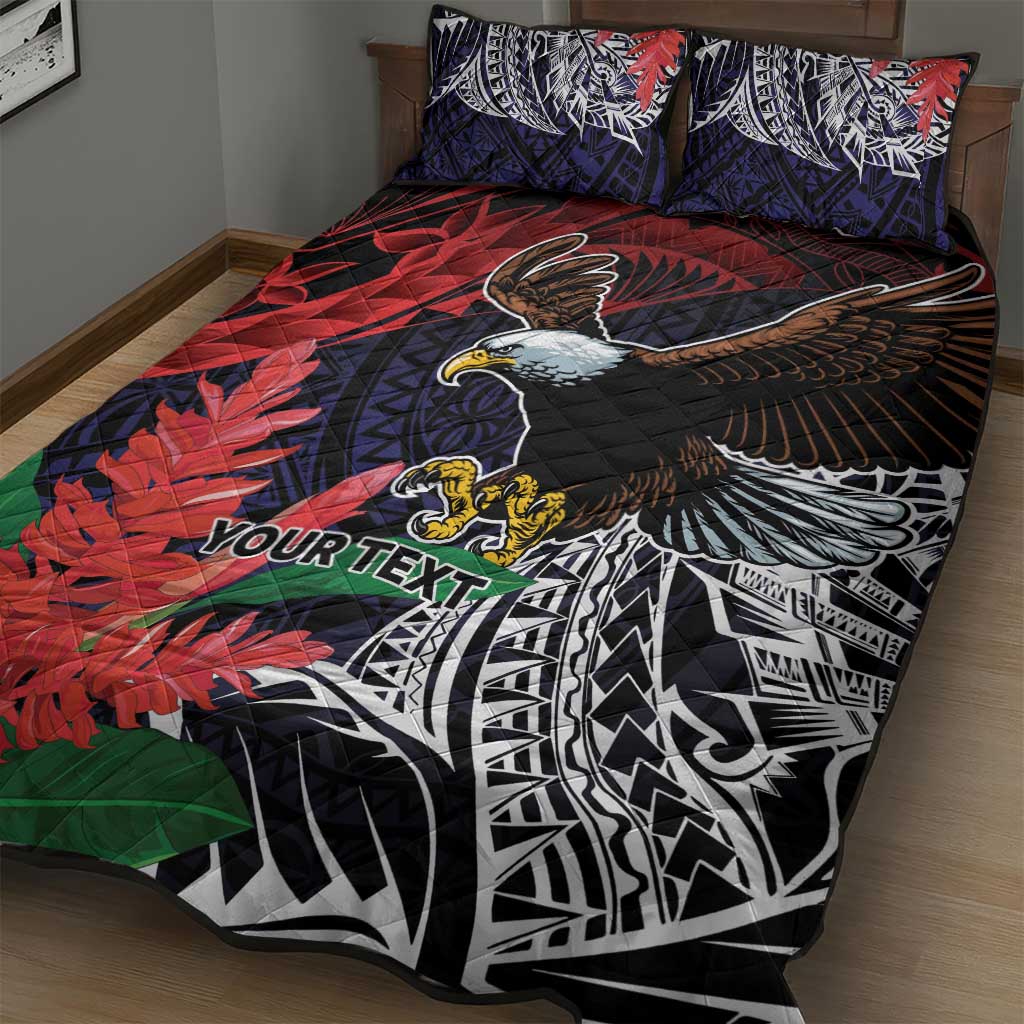 American Samoa Bald Eagle Personalized Quilt Bed Set Samoa Muamua Le Atua