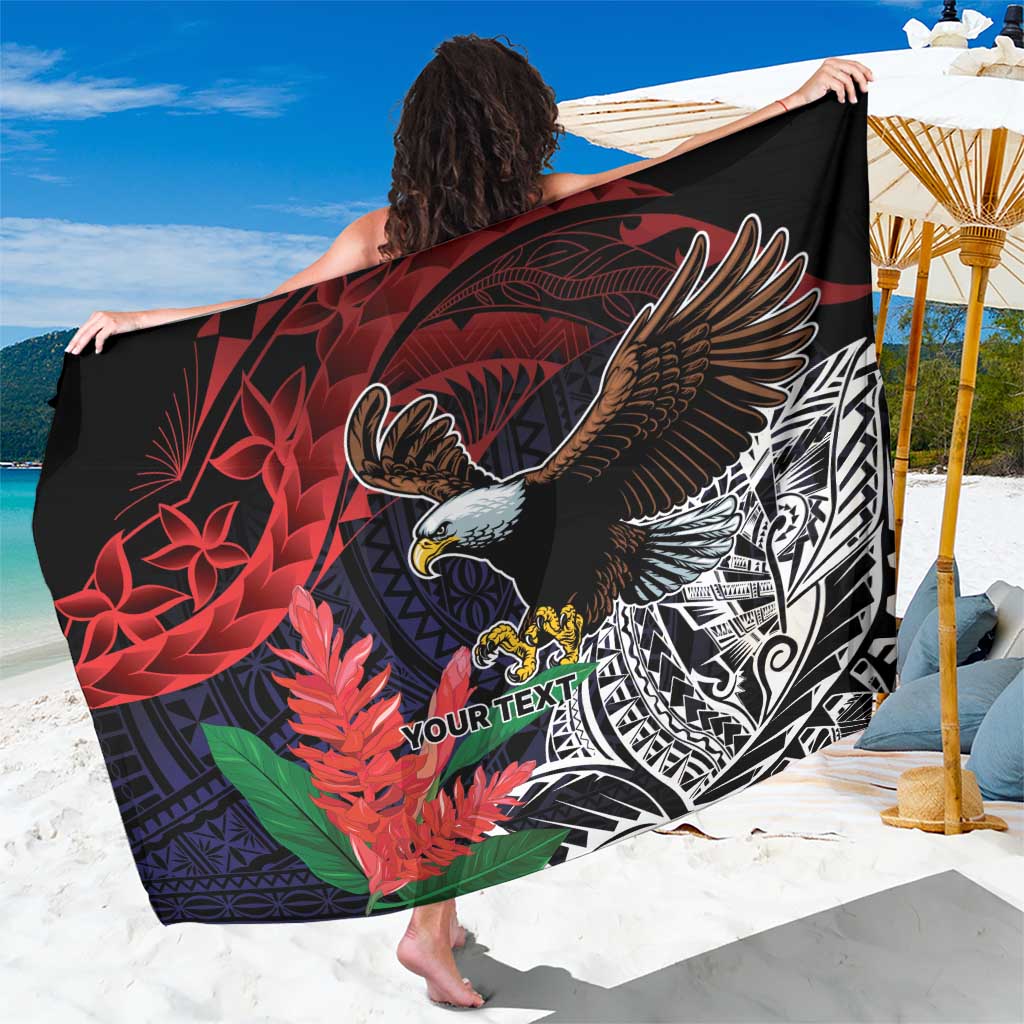 American Samoa Bald Eagle Personalized Sarong Samoa Muamua Le Atua LT9 One Size 44 x 66 inches Blue - Polynesian Pride