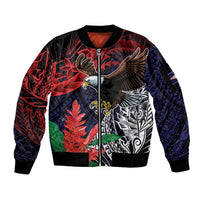 American Samoa Bald Eagle Personalized Sleeve Zip Bomber Jacket Samoa Muamua Le Atua LT9 Unisex Blue - Polynesian Pride