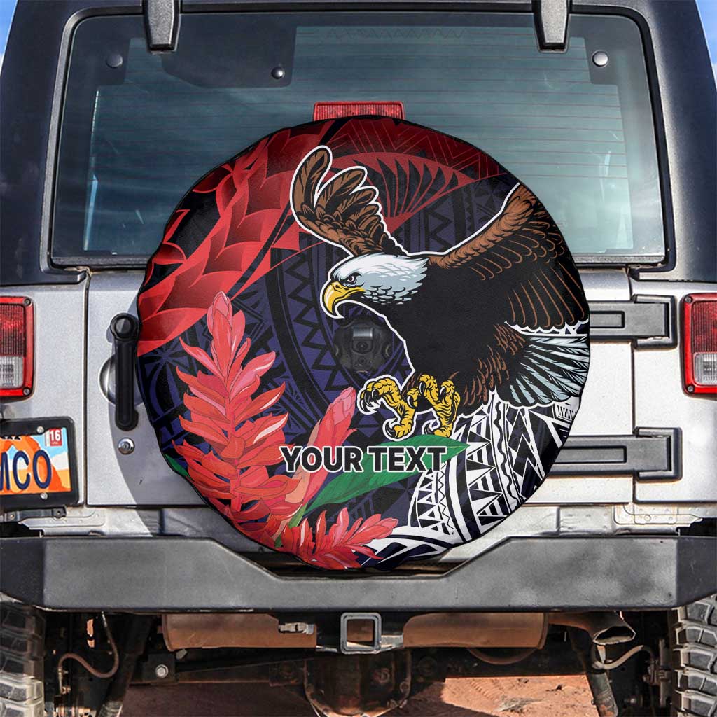 American Samoa Bald Eagle Personalized Spare Tire Cover Samoa Muamua Le Atua LT9 Blue - Polynesian Pride
