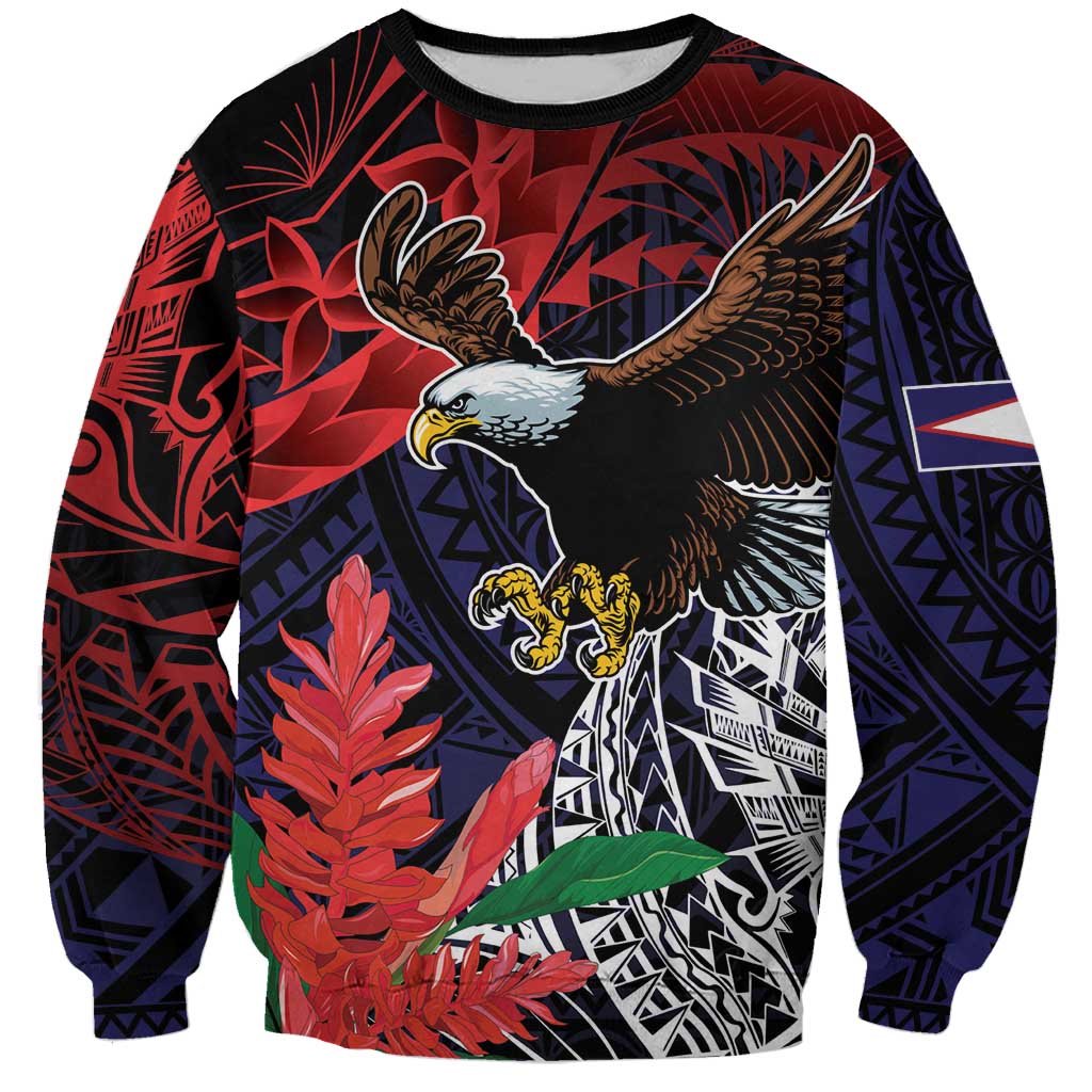 American Samoa Bald Eagle Personalized Sweatshirt Samoa Muamua Le Atua LT9 Unisex Blue - Polynesian Pride