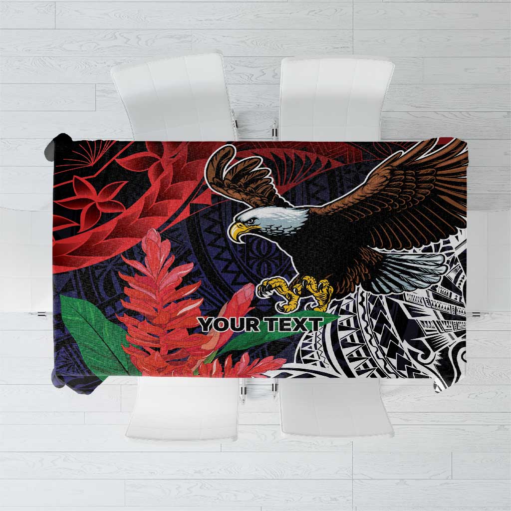 American Samoa Bald Eagle Personalized Tablecloth Samoa Muamua Le Atua LT9 Blue - Polynesian Pride