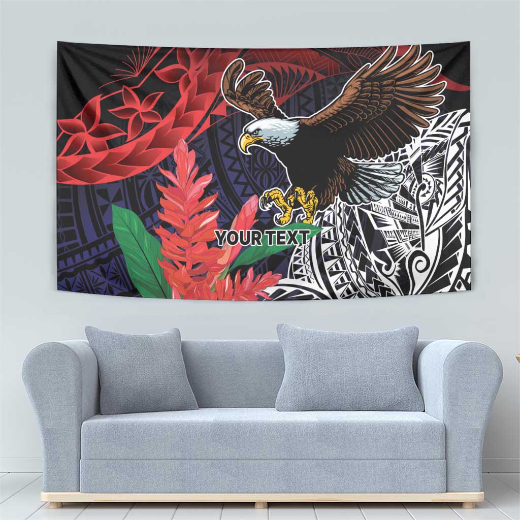American Samoa Bald Eagle Personalized Tapestry Samoa Muamua Le Atua