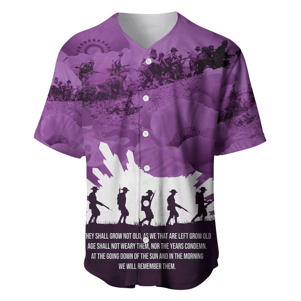 Anzac Day Gallipoli Personalised Baseball Jersey Purple Poppy Flowers