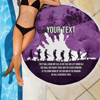 Anzac Day Gallipoli Personalised Beach Blanket Purple Poppy Flowers