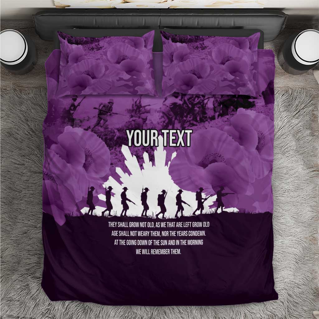Anzac Day Gallipoli Personalised Bedding Set Purple Poppy Flowers