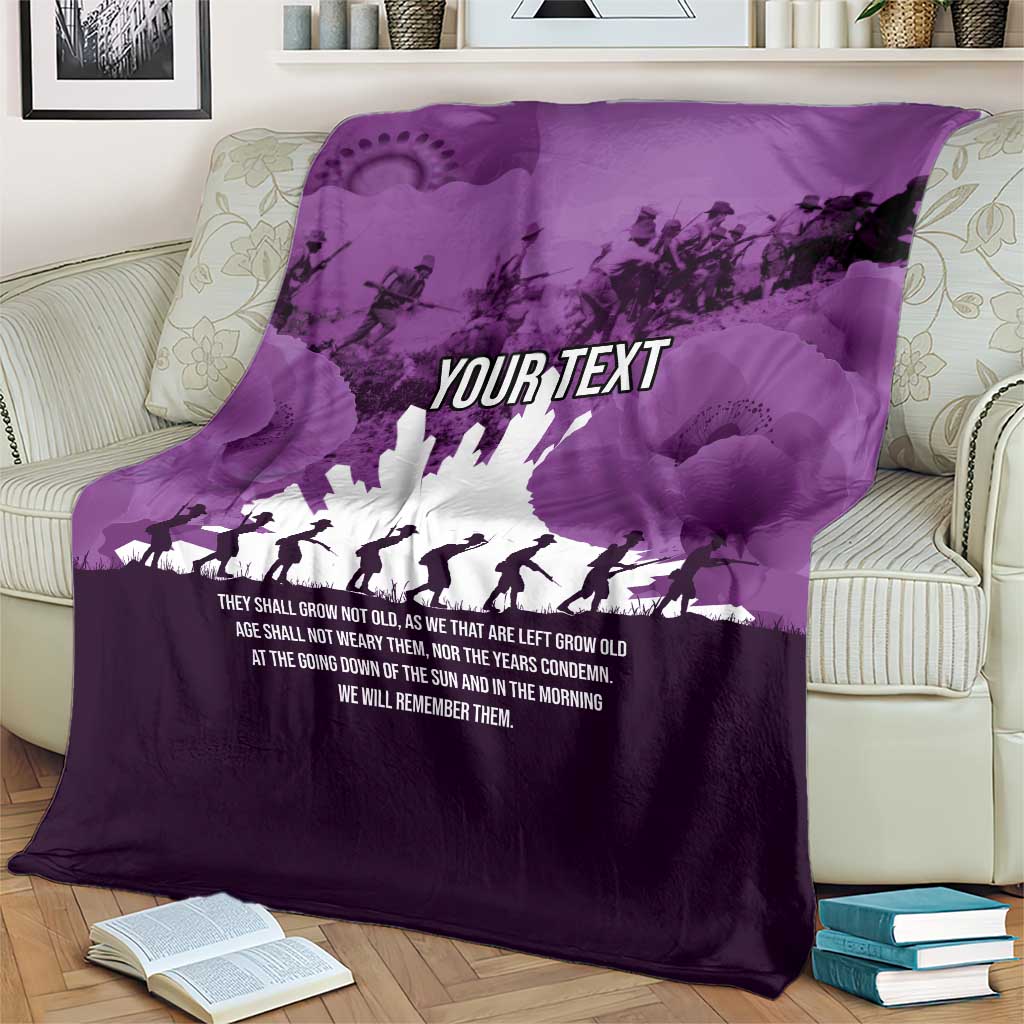 Anzac Day Gallipoli Personalised Blanket Purple Poppy Flowers LT9 - Polynesian Pride